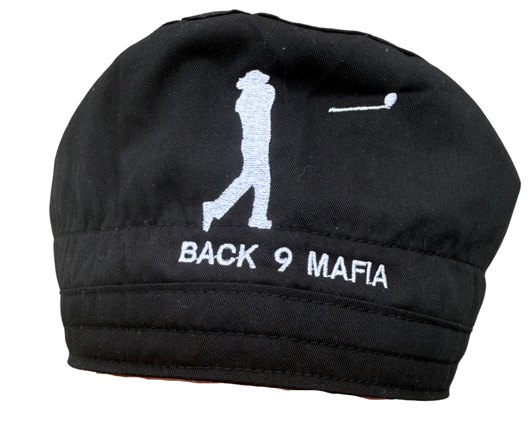Mafia Scrub Hat — Wonderwink cap with the Back 9 Mafia golfer mark