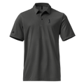 Mafia Polo in black melange — adidas recycled polyester with the Back 9 Mafia mark