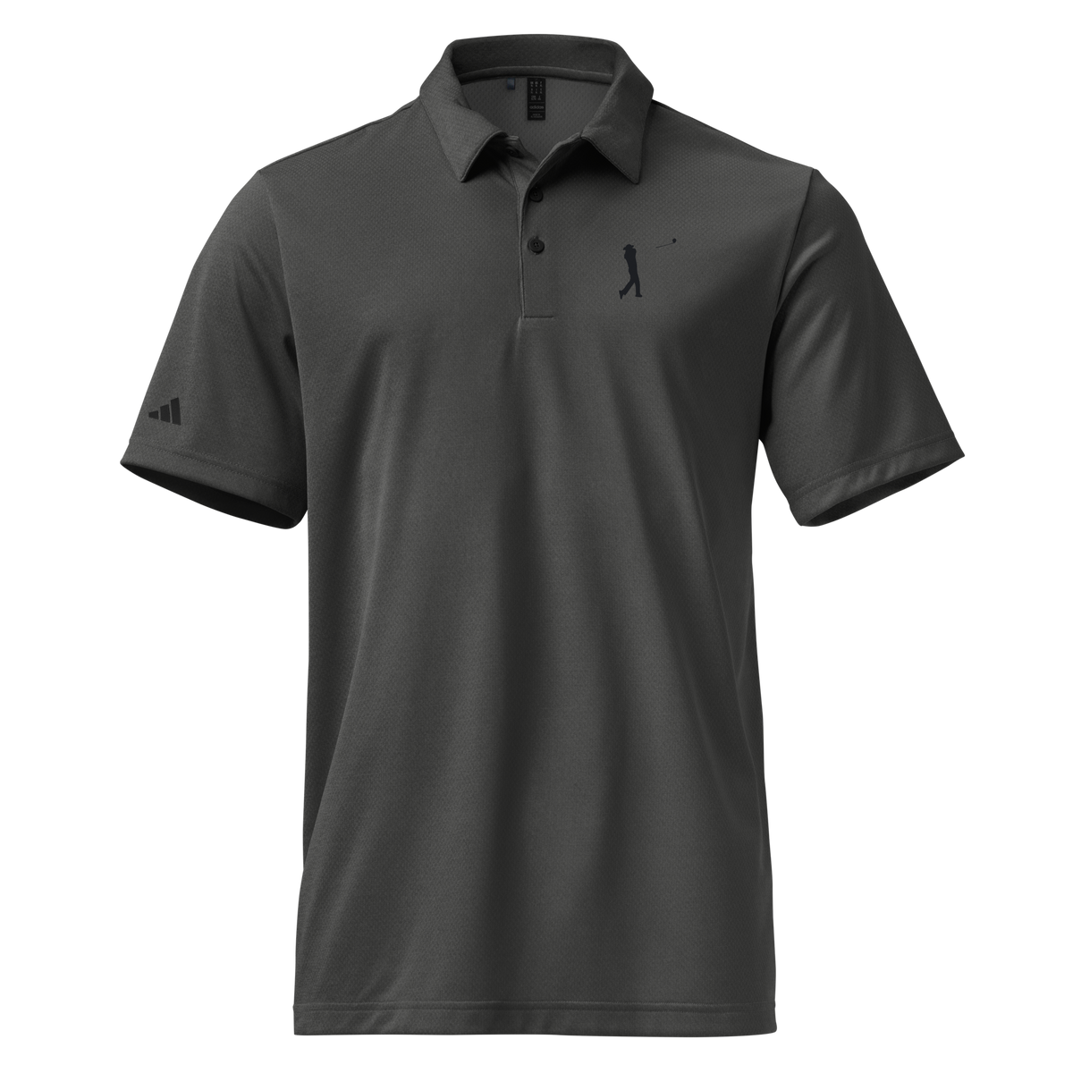 Mafia Polo in black melange — adidas recycled polyester with the Back 9 Mafia mark