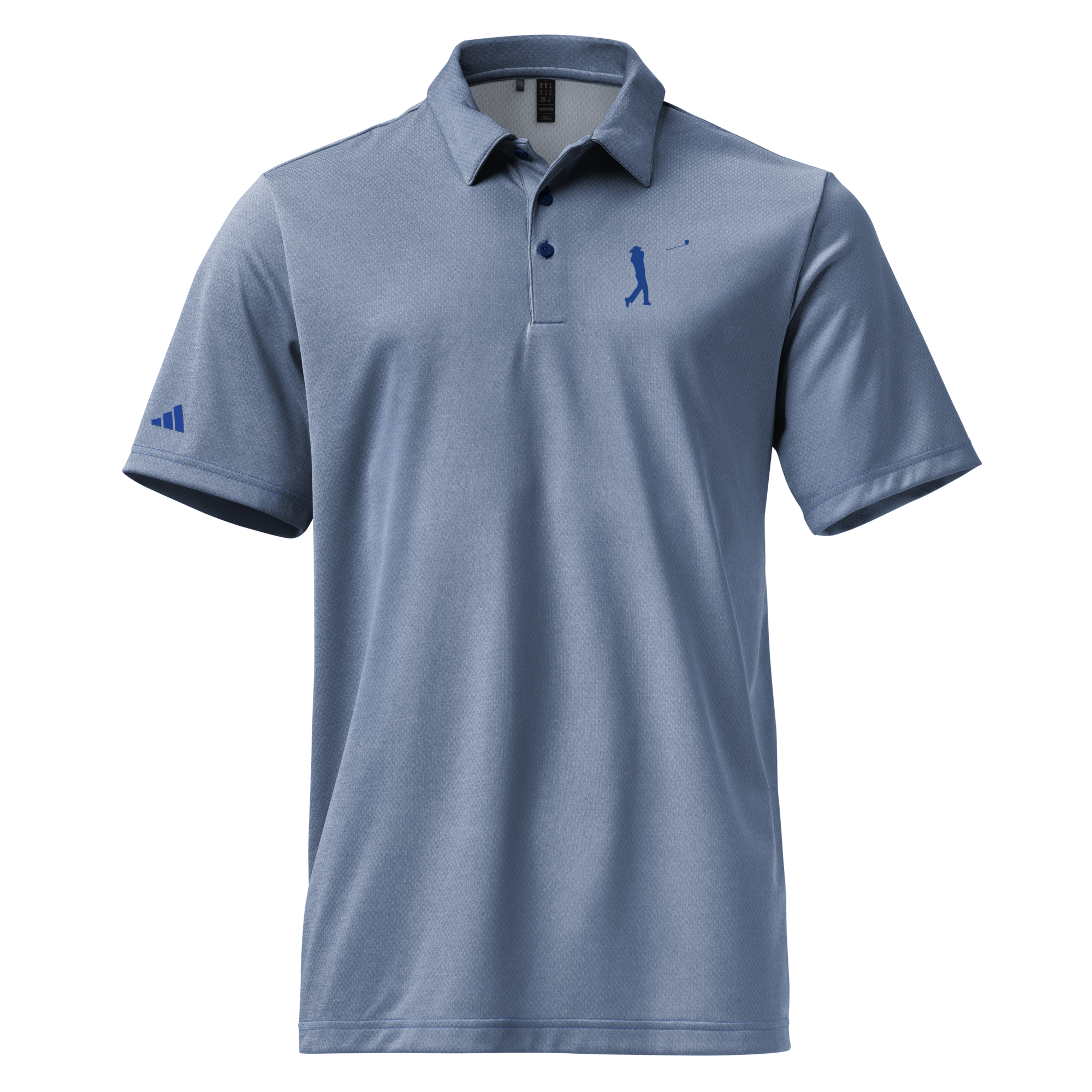 Mafia Polo in collegiate royal melange — adidas recycled polyester with the Back 9 Mafia mark