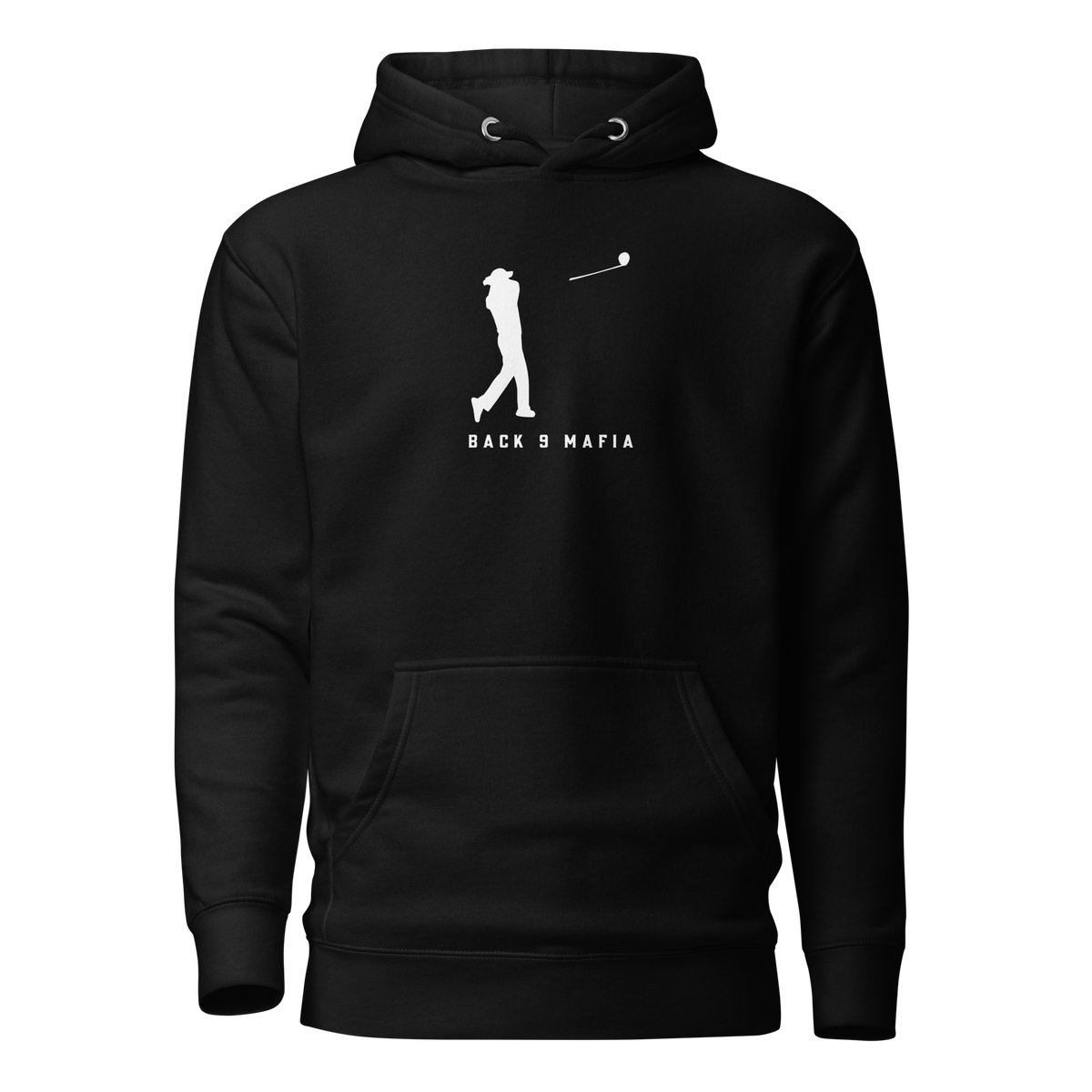 Mafia Hoodie in black with the club-throw mark printed on the chest