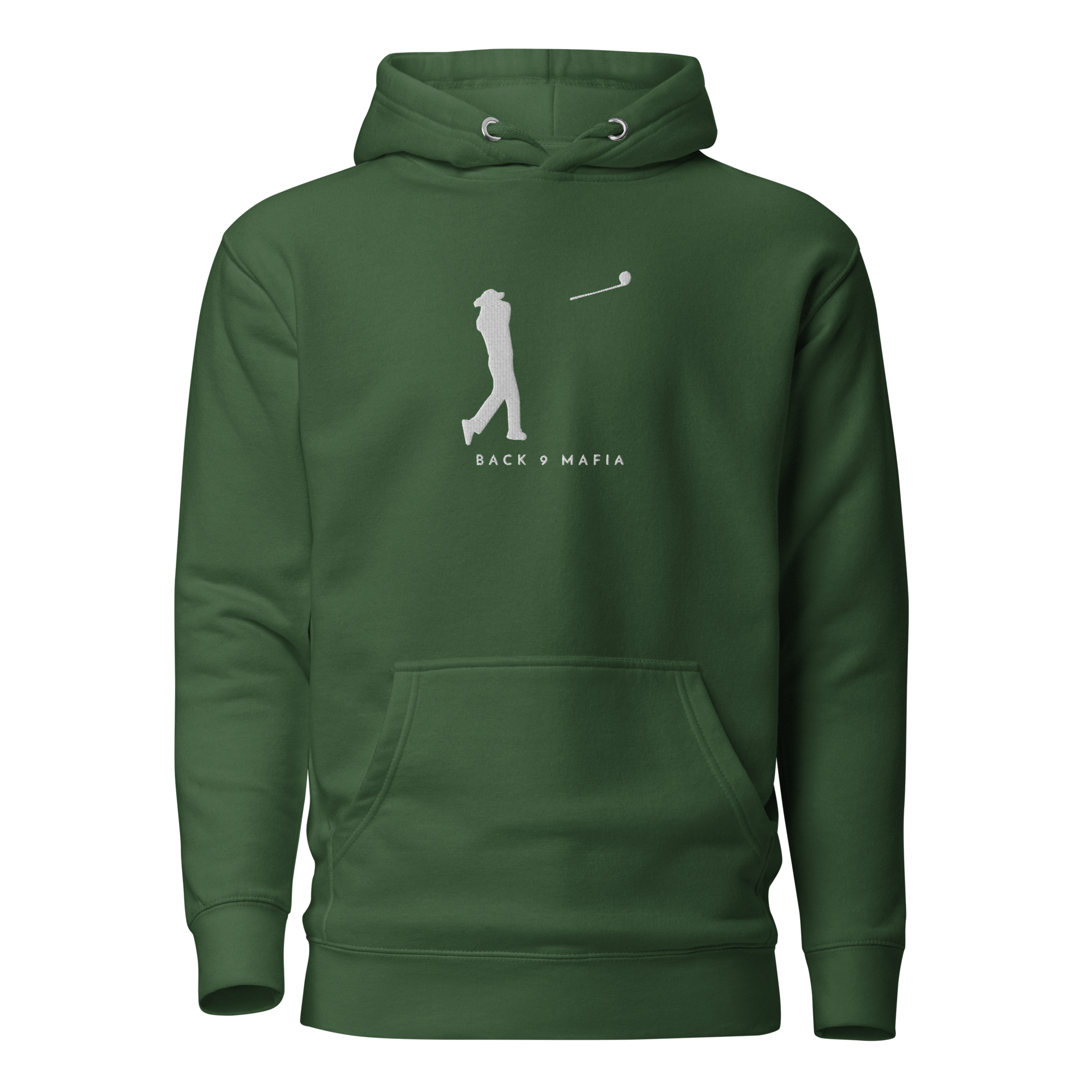 Mafia Hoodie in forest green, embroidered chest mark