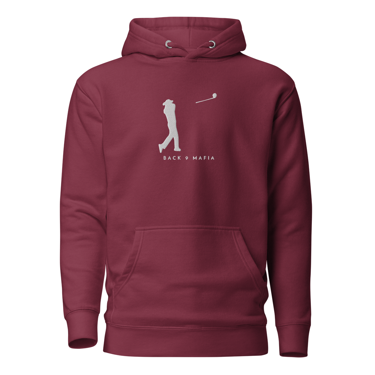 Mafia Hoodie in maroon, embroidered chest mark