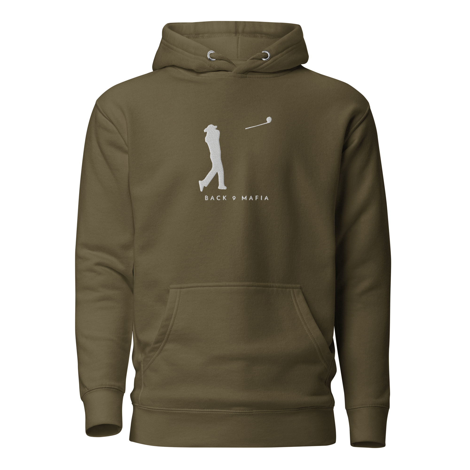 Mafia Hoodie in military green, embroidered chest mark