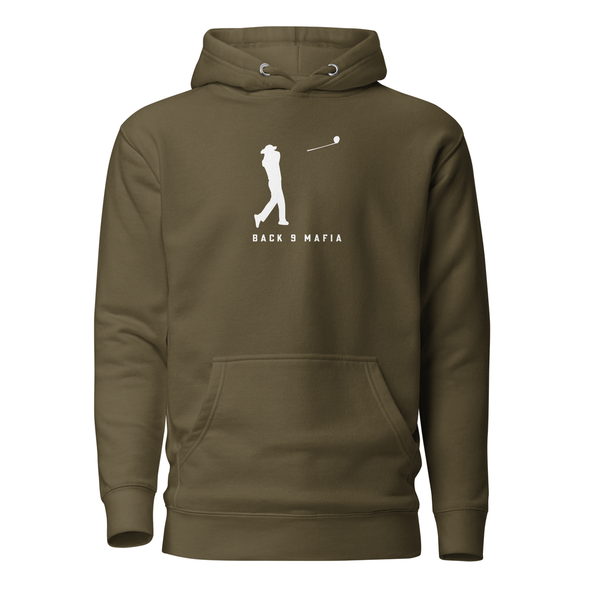 Mafia Hoodie in military green, printed chest mark