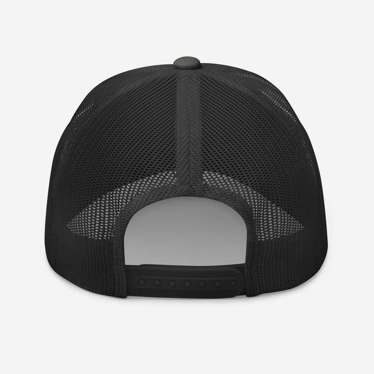 Mafia Trucker in charcoal, back — mesh panels and adjustable snap
