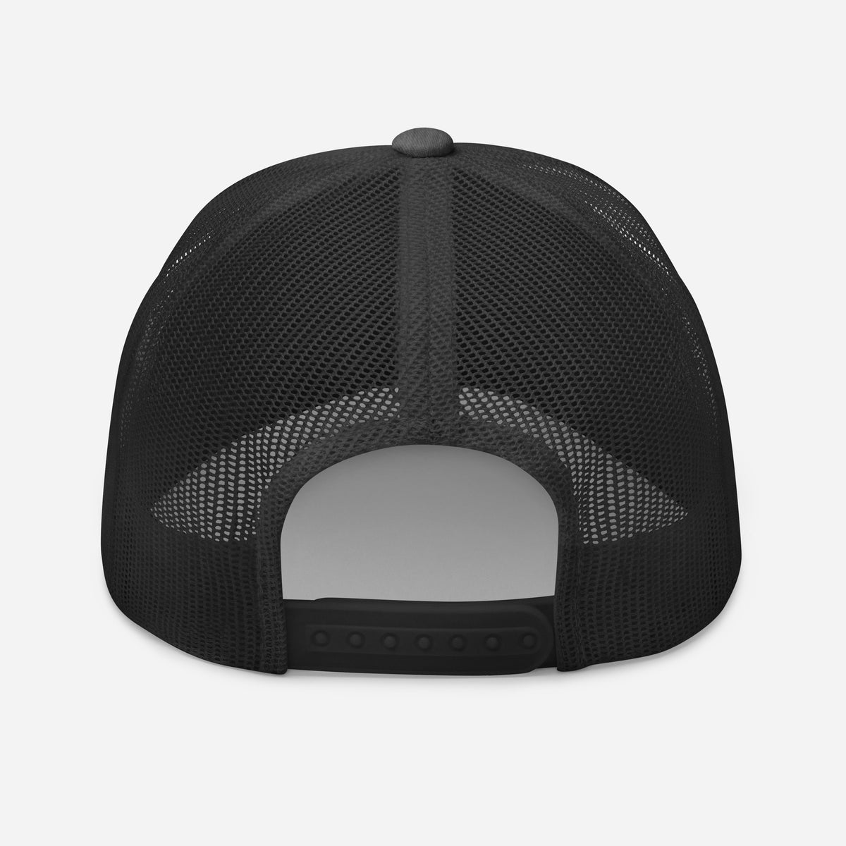 Mafia Trucker in dark heather grey, back — mesh panels and adjustable snap