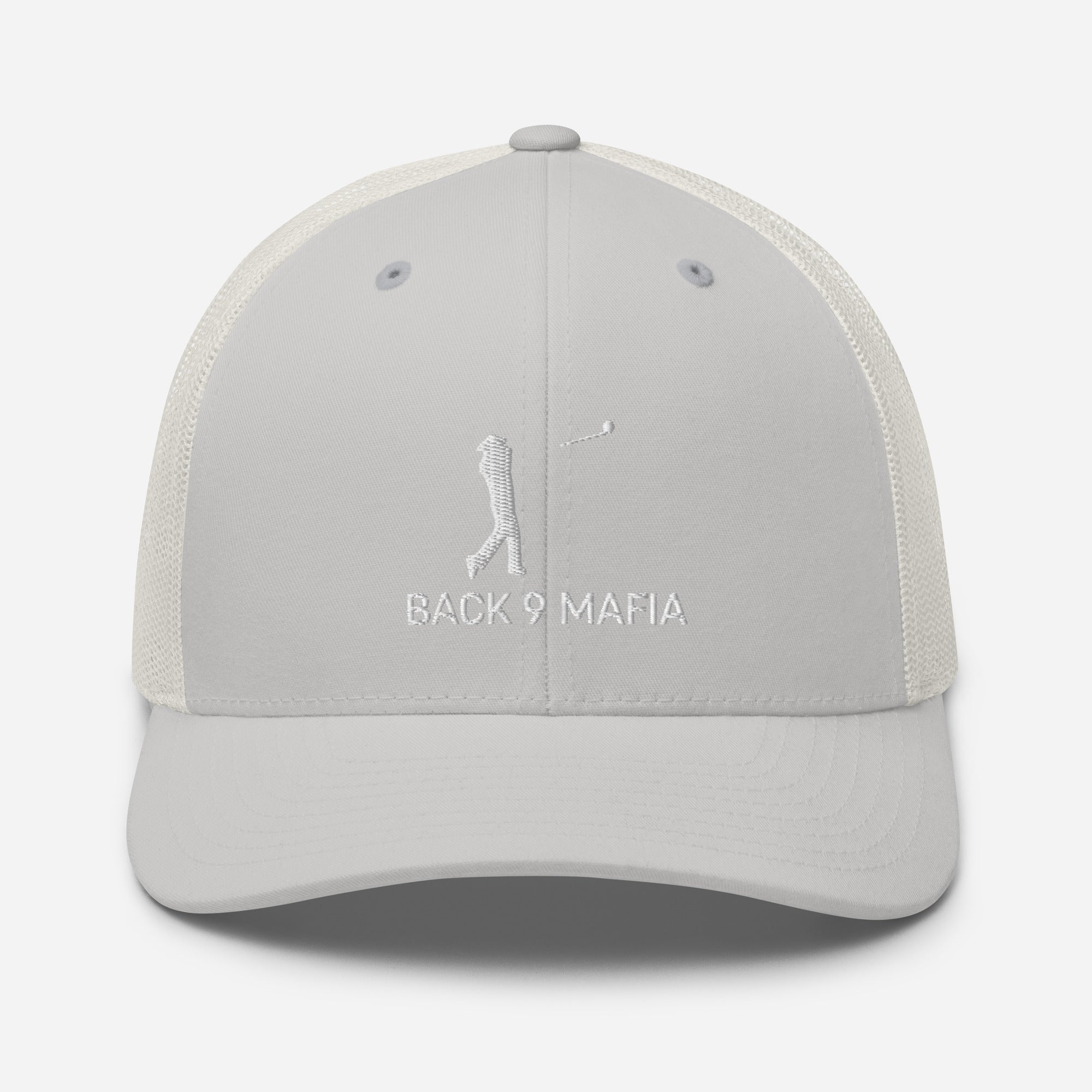 Mafia Trucker in silver, front — Back 9 Mafia golfer mark on the panel